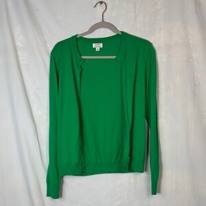 J. Crew Kelly Green Lightweight 100% Cotton Button Cardigan